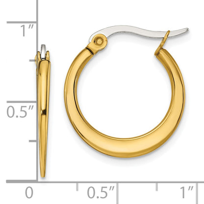 Stainless Steel Chisel Polished Yellow Ip-Plated Tapered 19mm Diameter Hoop Earrings