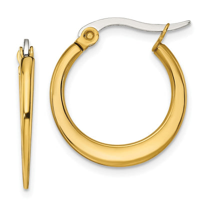 Stainless Steel Chisel Polished Yellow Ip-Plated Tapered 19mm Diameter Hoop Earrings