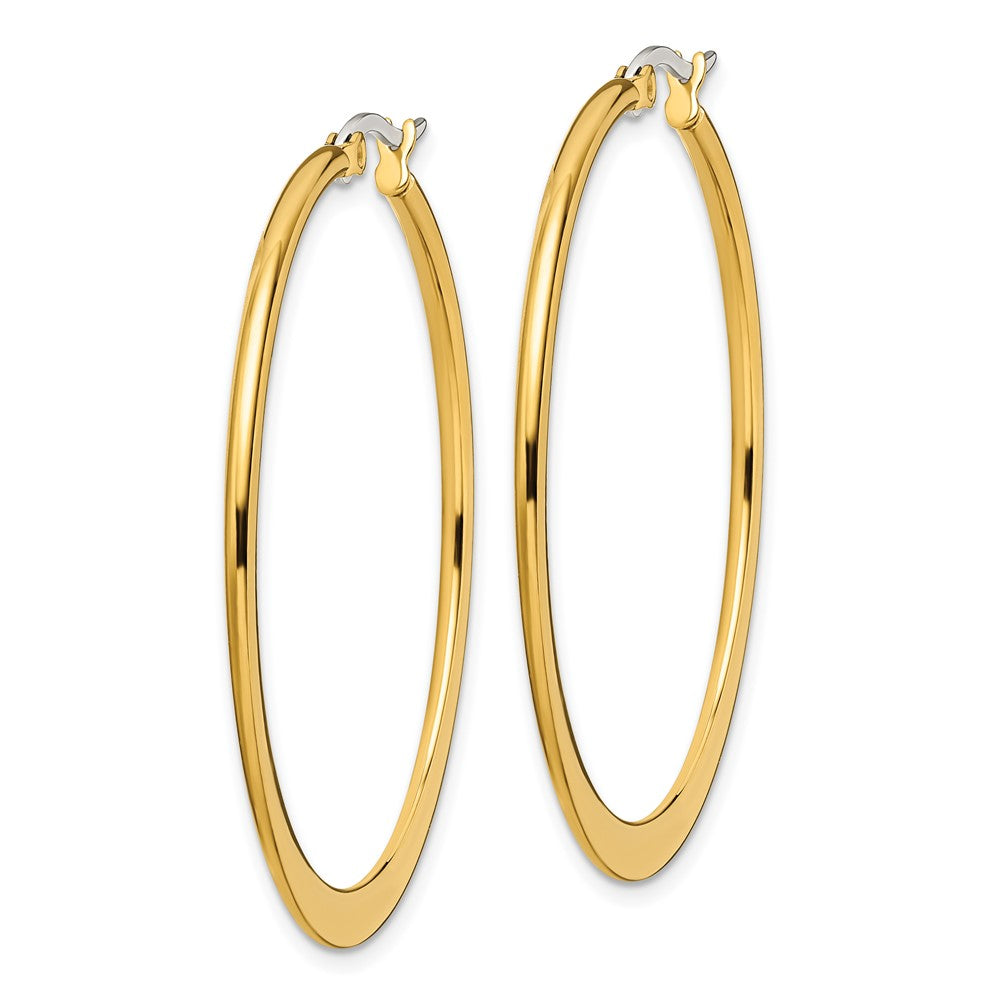 Stainless Steel Chisel Polished Yellow Ip-Plated Tapered 43mm Diameter Hoop Earrings
