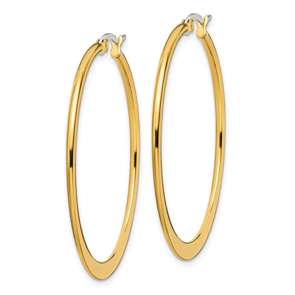 Stainless Steel Chisel Polished Yellow Ip-Plated Tapered 43mm Diameter Hoop Earrings