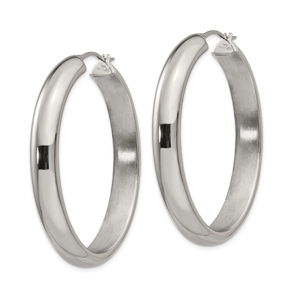 Stainless Steel Chisel Polished Hollow Oval Hoop Earrings
