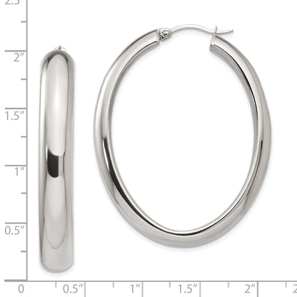Stainless Steel Chisel Polished Hollow Oval Hoop Earrings