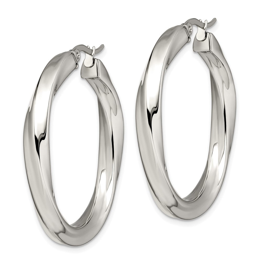 Stainless Steel Chisel Polished Hollow Twisted Hoop Earrings