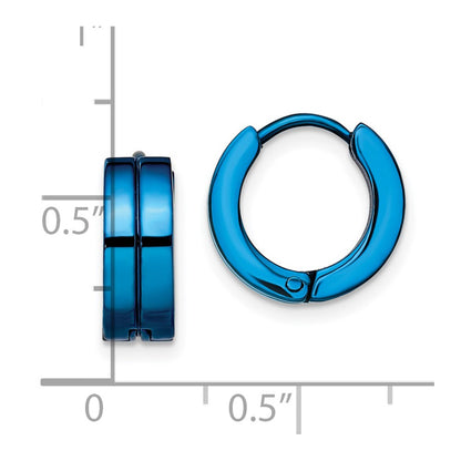 Stainless Steel Chisel Polished Blue Ip-Plated 5mm Hinged Hoop Earrings