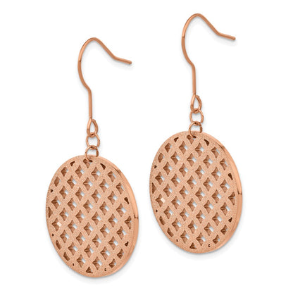 Stainless Steel Rose Ip-Plated Laser-Cut Circle Dangle Earrings
