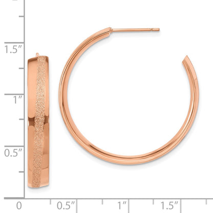 Stainless Steel Pink Ip-Plated Laser Cut Glitter Post Round Hoop Earrings