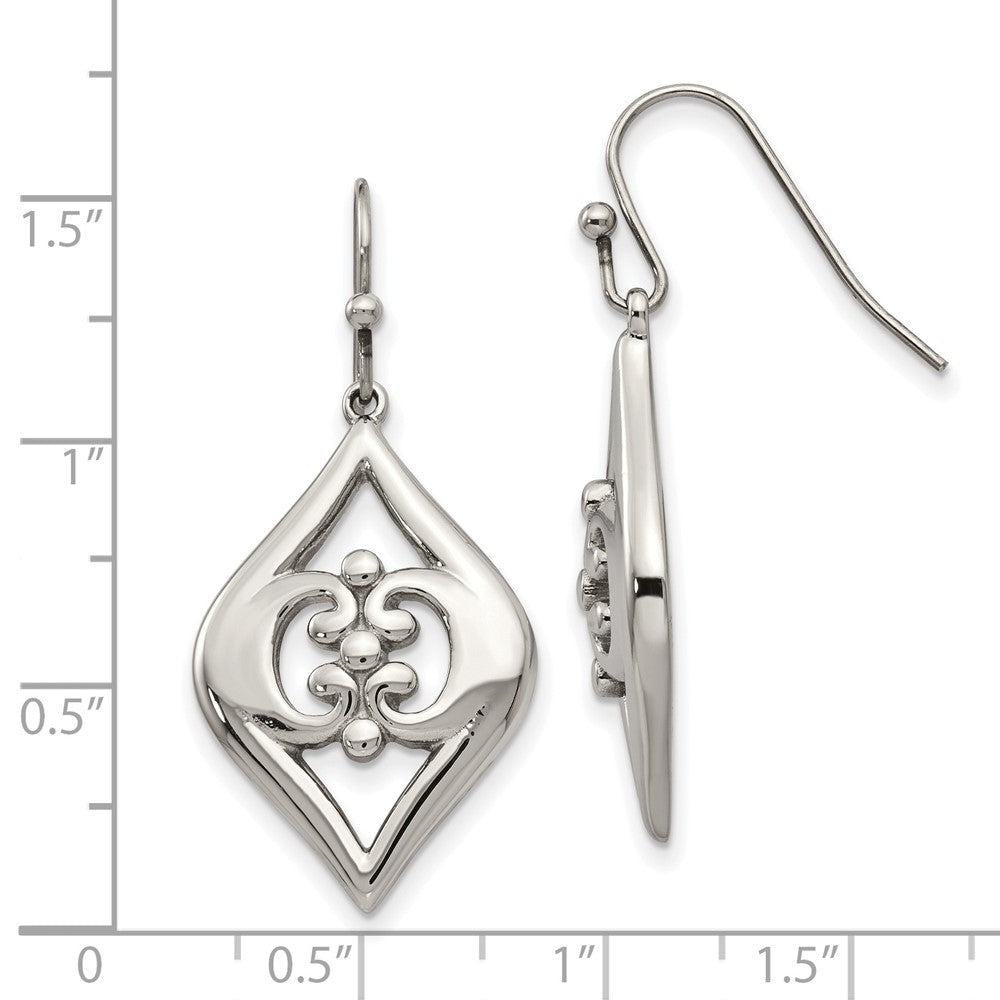 Stainless Steel Polished Dangle Shepherd Hook Earrings