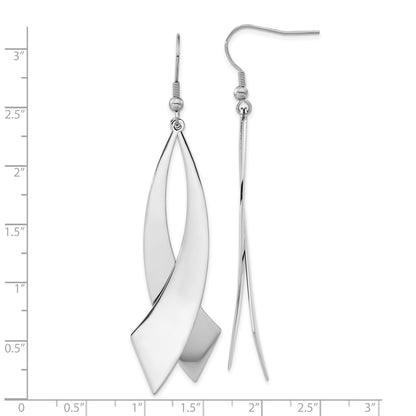 Stainless Steel Polished Awareness Ribbon Dangle Earrings