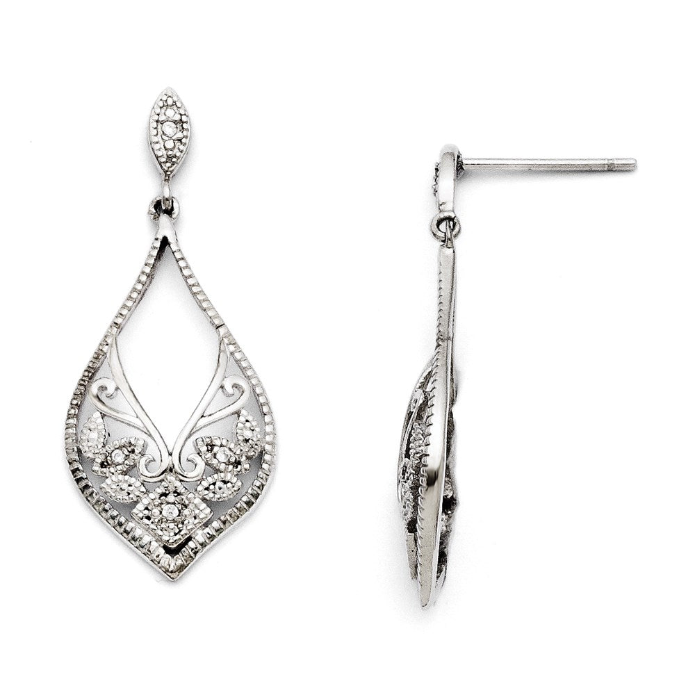 Stainless Steel Cz Shepherd Hook Dangle Earrings