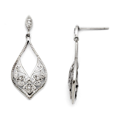 Stainless Steel Cz Shepherd Hook Dangle Earrings