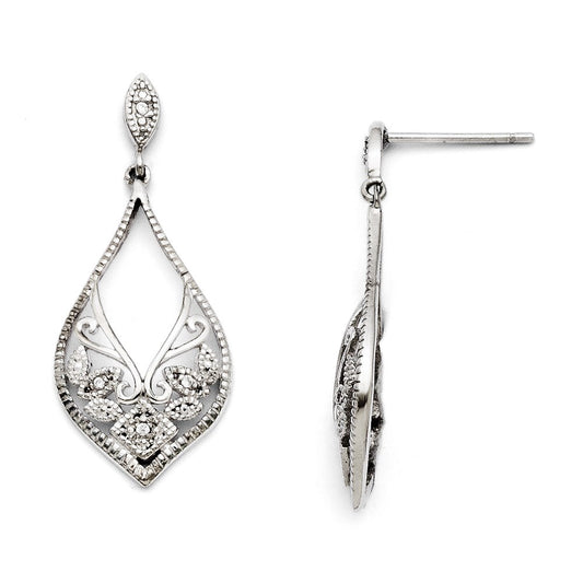 Stainless Steel Cz Shepherd Hook Dangle Earrings