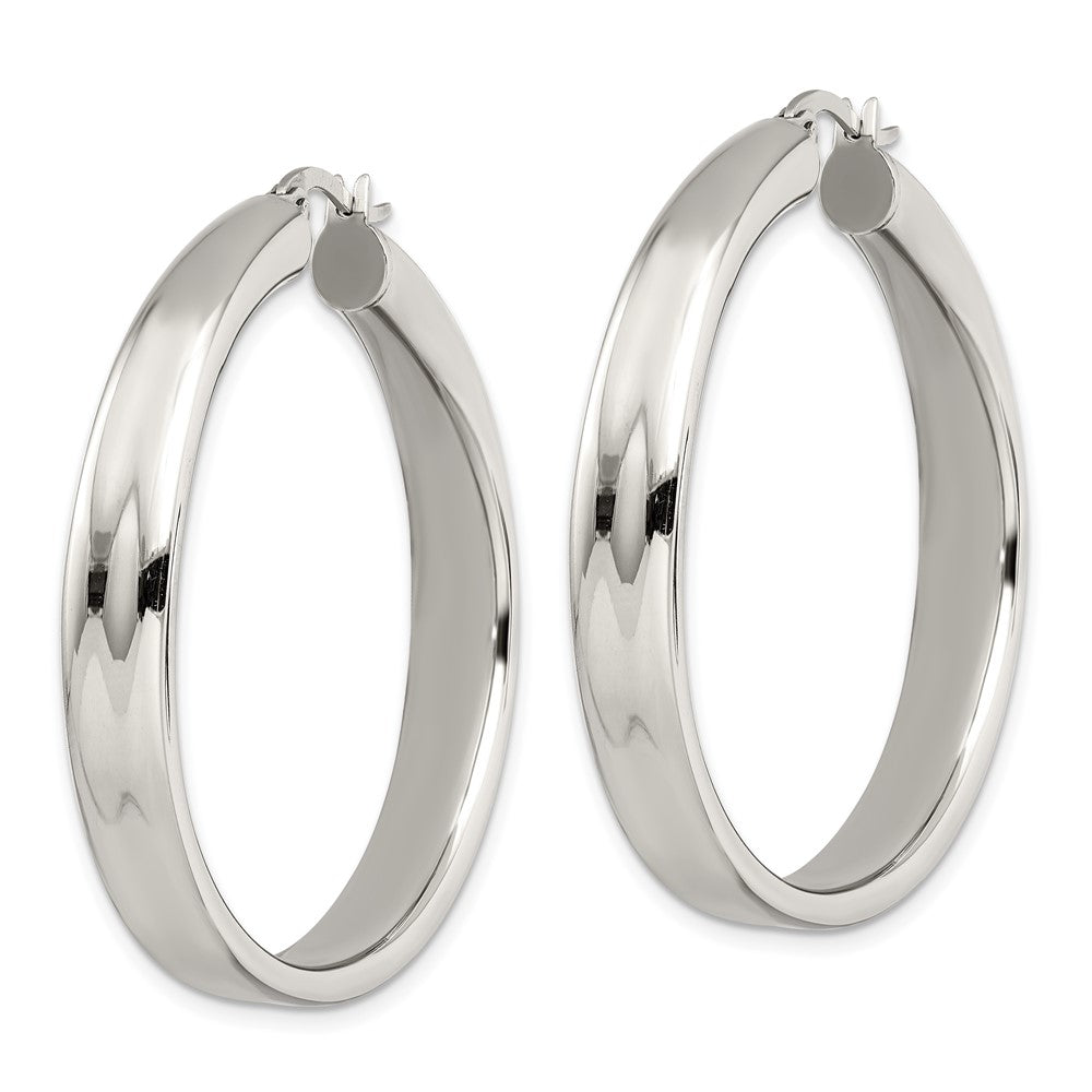 Stainless Steel Chisel Polished 6.75mm Hoop Earrings