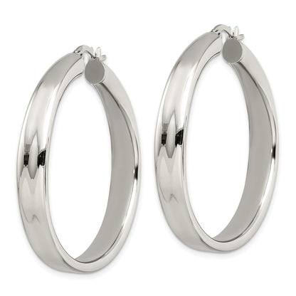 Stainless Steel Chisel Polished 6.75mm Hoop Earrings