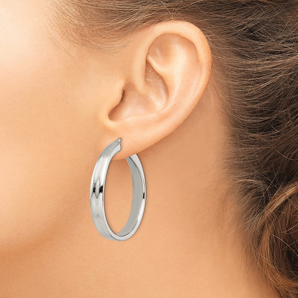 Stainless Steel Chisel Polished 6.75mm Hoop Earrings