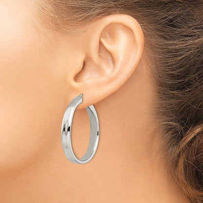 Stainless Steel Chisel Polished 6.75mm Hoop Earrings