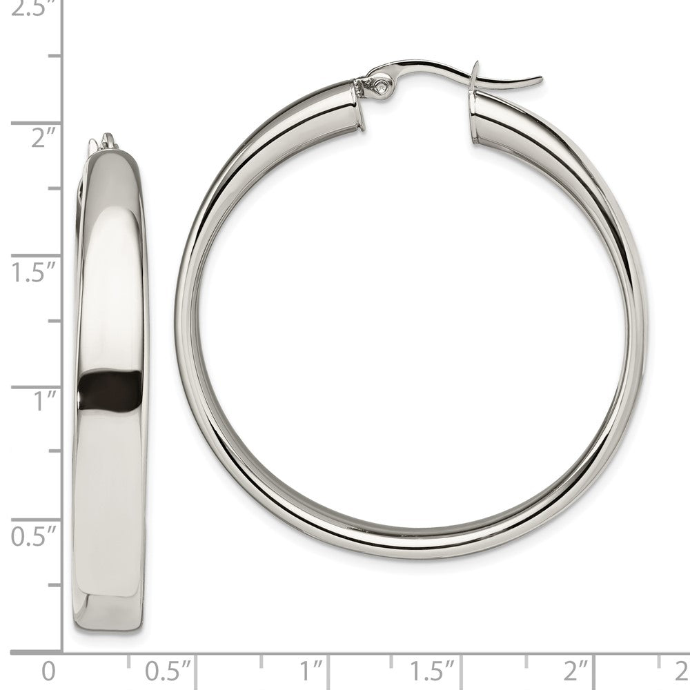 Stainless Steel Chisel Polished 6.75mm Hoop Earrings