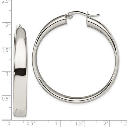 Stainless Steel Chisel Polished 6.75mm Hoop Earrings