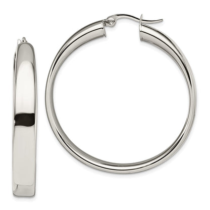 Stainless Steel Chisel Polished 6.75mm Hoop Earrings