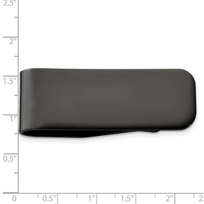 Stainless Steel Chisel Polished Black Ip-Plated Money Clip