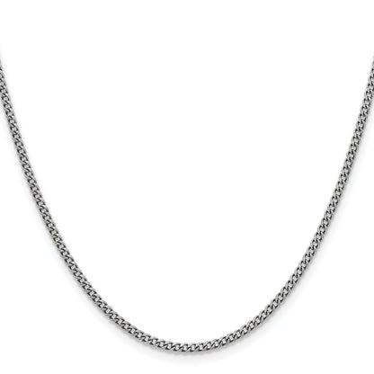Stainless Steel Chisel Antiqued 2mm 20 Inch Round Curb Chain Necklace
