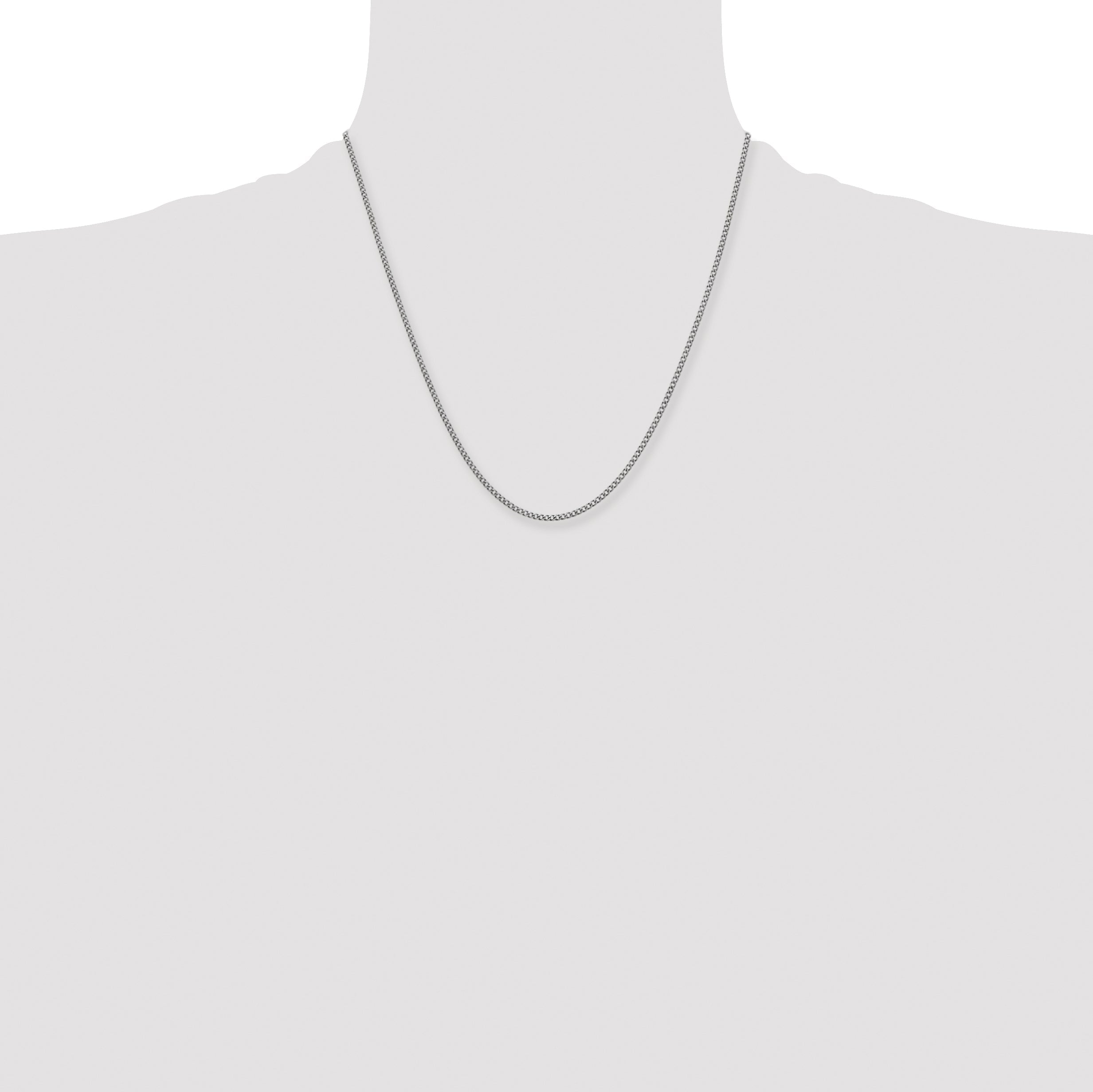 Stainless Steel Chisel Antiqued 2mm 20 Inch Round Curb Chain Necklace