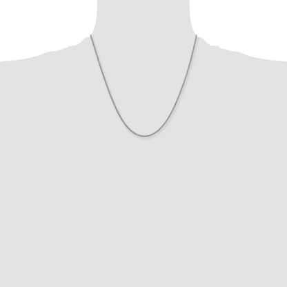 Stainless Steel Chisel Antiqued 2mm 20 Inch Round Curb Chain Necklace