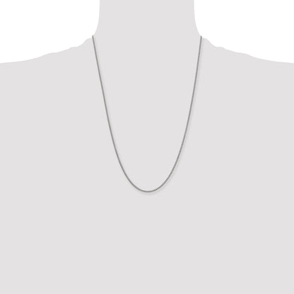 Stainless Steel Chisel Antiqued 2mm 24 Inch Round Curb Chain Necklace