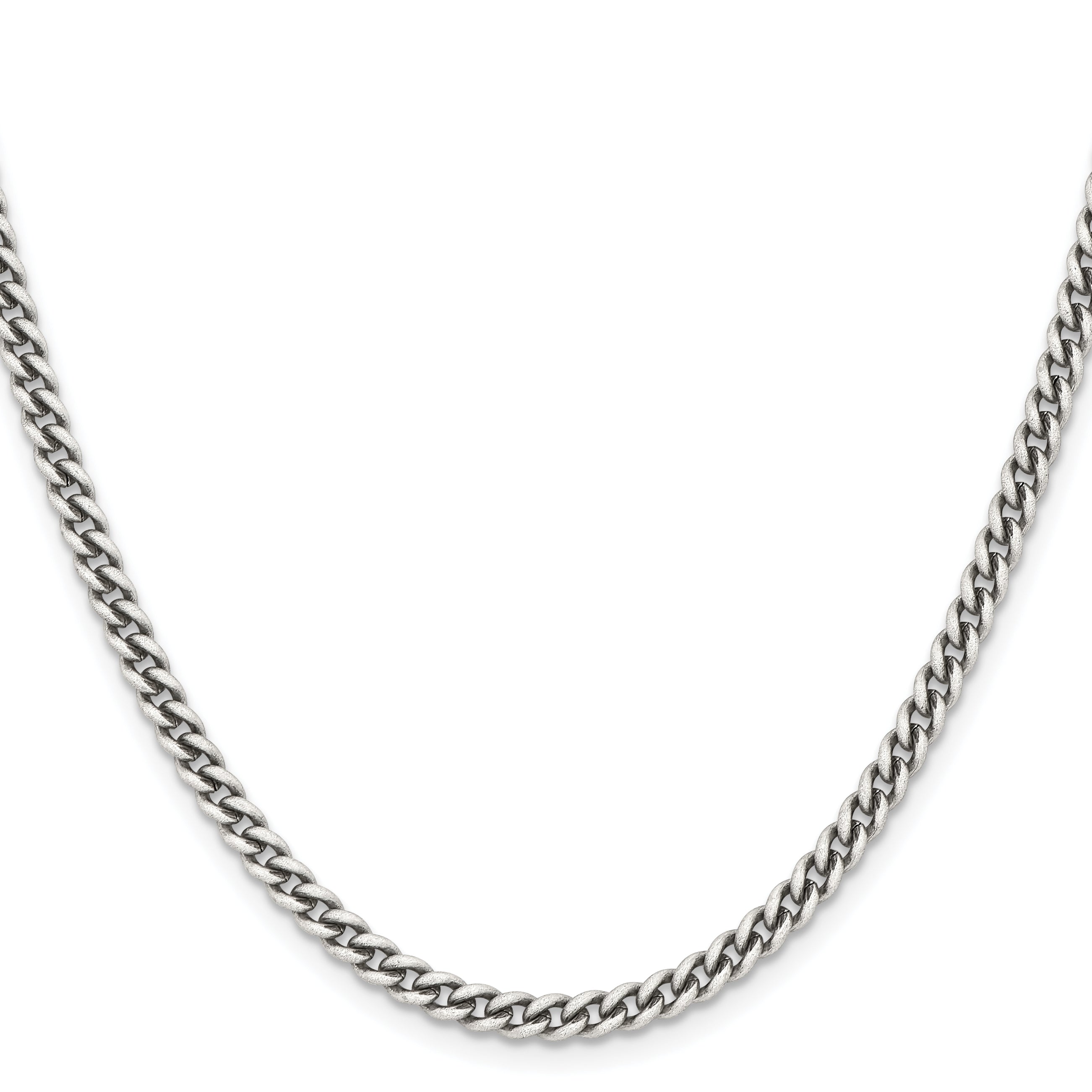 Stainless Steel Chisel Antiqued 4mm 22 Inch Round Curb Chain Necklace