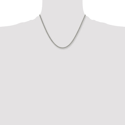 Stainless Steel Chisel Antiqued 4mm 18 Inch Round Curb Chain Necklace