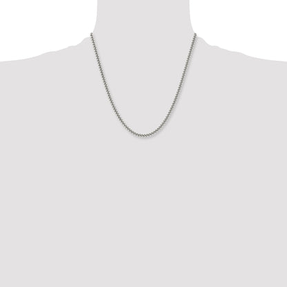 Stainless Steel Chisel Antiqued 4mm 20 Inch Round Curb Chain Necklace