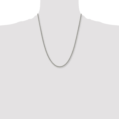 Stainless Steel Chisel Antiqued 4mm 22 Inch Round Curb Chain Necklace