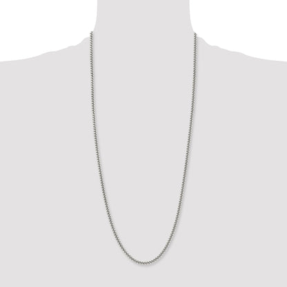 Stainless Steel Chisel Antiqued 4mm 30 Inch Round Curb Chain Necklace