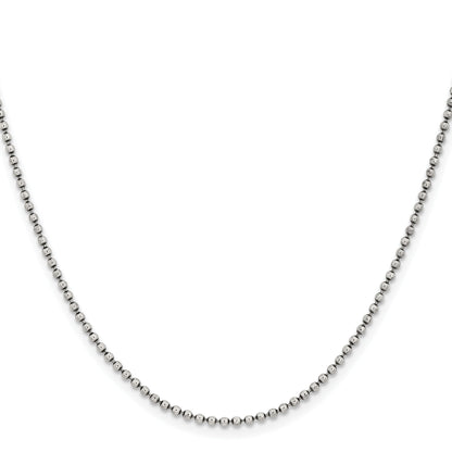 Stainless Steel Chisel Antiqued 2mm 30 Inch Beaded Ball Chain Necklace
