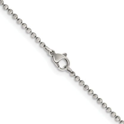 Stainless Steel Chisel Antiqued 2mm 30 Inch Beaded Ball Chain Necklace