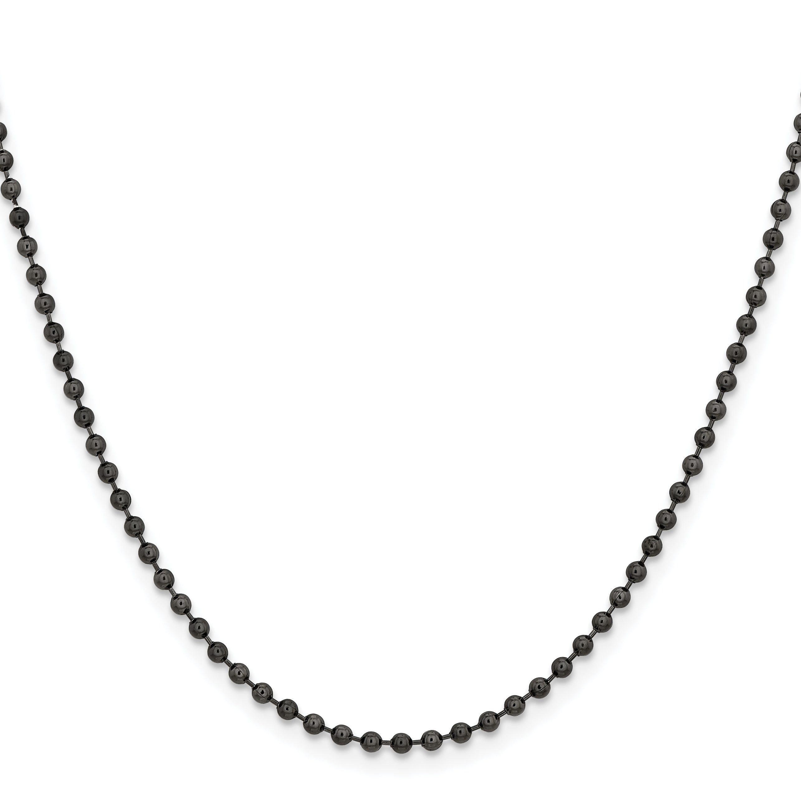 Stainless Steel Chisel Antiqued 2.4mm 22 Inch Beaded Ball Chain Necklace