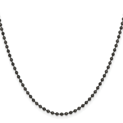 Stainless Steel Chisel Antiqued 2.4mm 22 Inch Beaded Ball Chain Necklace