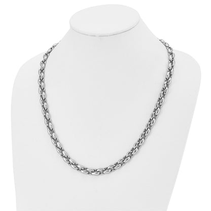 Stainless Steel Chisel Polished 24 Inch Oval Link Necklace