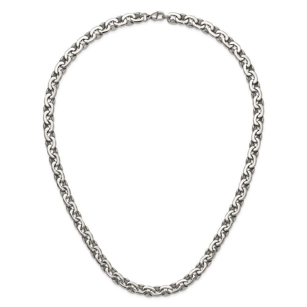 Stainless Steel Chisel Polished 24 Inch Oval Link Necklace