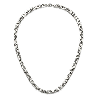 Stainless Steel Chisel Polished 24 Inch Oval Link Necklace