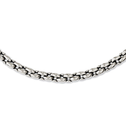 Stainless Steel Chisel Polished 24 Inch Oval Link Necklace