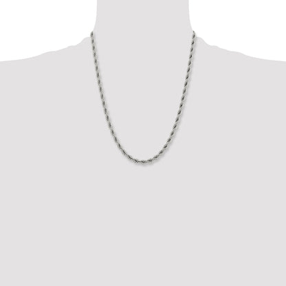 Stainless Steel Chisel Polished 6mm22 Inch Rope Chain Necklace