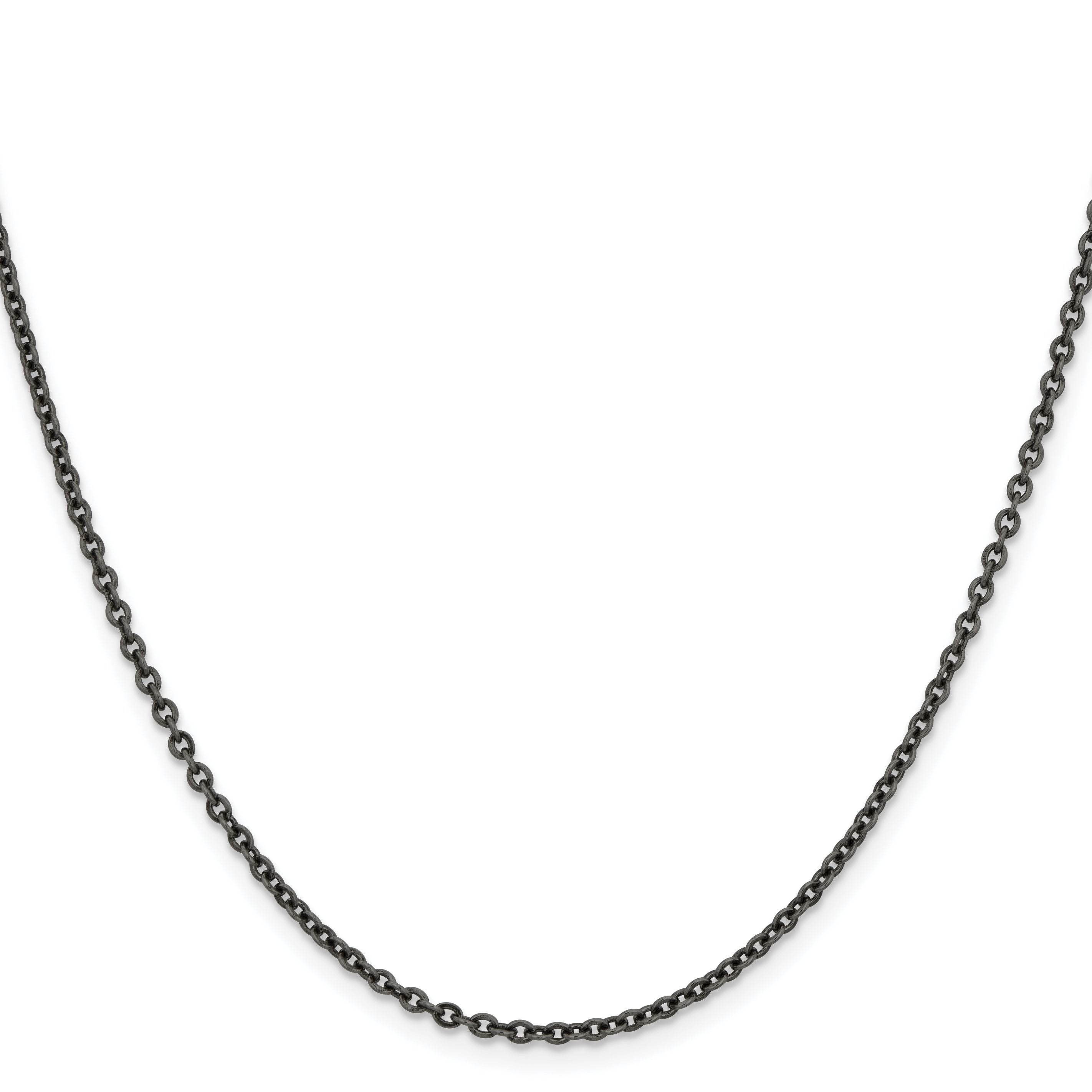 Stainless Steel Chisel Oxidized 18 Inch Cable Chain Necklace