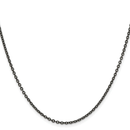 Stainless Steel Chisel Oxidized 20 Inch Cable Chain Necklace