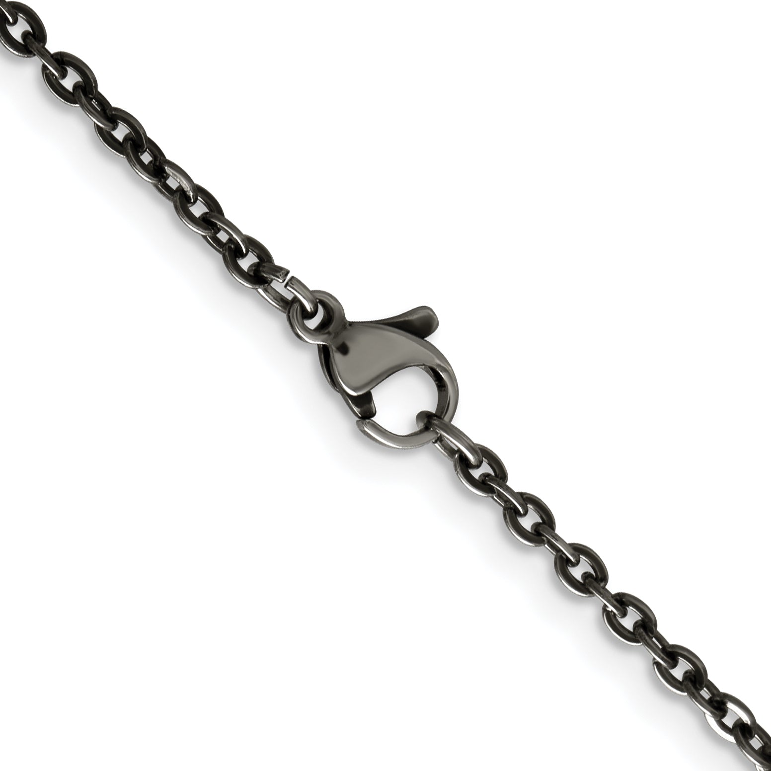 Stainless Steel Chisel Oxidized 20 Inch Cable Chain Necklace
