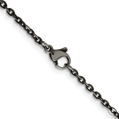 Stainless Steel Chisel Oxidized 20 Inch Cable Chain Necklace