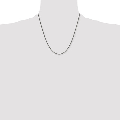 Stainless Steel Chisel Oxidized 20 Inch Cable Chain Necklace