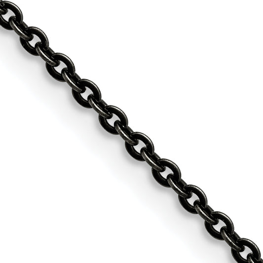 Stainless Steel Chisel Oxidized 18 Inch Cable Chain Necklace
