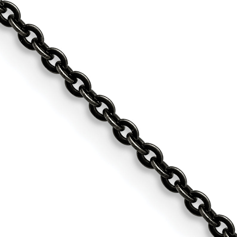 Stainless Steel Chisel Oxidized 20 Inch Cable Chain Necklace