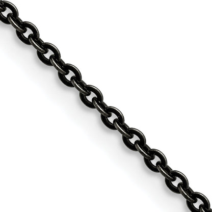 Stainless Steel Chisel Oxidized 20 Inch Cable Chain Necklace