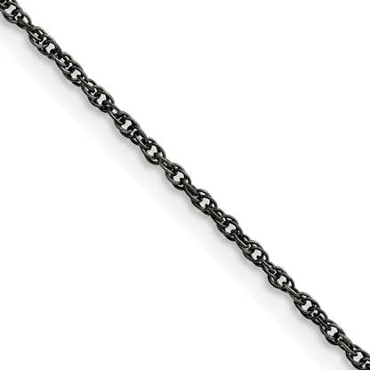 Stainless Steel Chisel Oxidized 2mm 18 Inch Fancy Link Chain Necklace